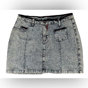 Mecca Femme Women's Denim Skirt Size 9 / 10 Zip Button Pockets Blue 28x16